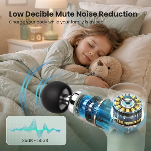 Rika Mini Massage Gun,Deep Tissue Muscle Massager with 4 Speeds & 4 Heads, Ultra Quiet Handheld Impact Massager to Relieve Pain, Suitable for Home, Office, and Travel - Image 5