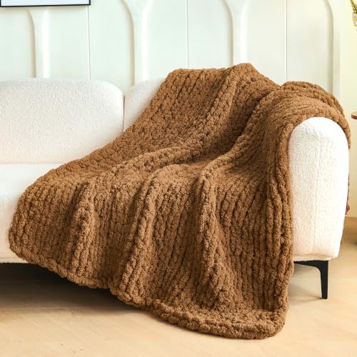 Chunky Knit Blanket Throw for Couch, 51"x63" Chunky Yarn Knitted Blankets by Admitrack