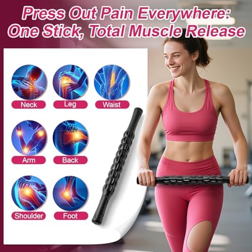 ZanLLW Massage Roller, Muscle Roller Stick, Neck Massager Roller, Therapy Stick for Legs, Calf, Thigh, Lipo Roller for Muscle Relief, Massage Rolling Pin for Trigger Points, Help Sore Muscle Recovery - Image 2