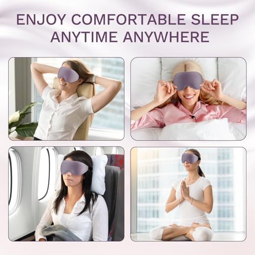 99% Fully Block Out Light Eye Sleep Mask, 3D Deep Contoured Eyes Cover Zero Pressure, Long Lash Extension Eyes Mask with Adjustable Straps for Sleeping Travel Home Nap Rest Women Men (Light Purple) - Image 7
