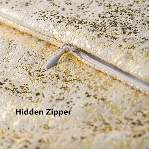 Deeprove Throw Pillow Cover Both Sides Metallic Glitter Gold Foil Print, Soft Velvet Hidden Zipper Closure Accent Tone Pillow Cushion Case for Bedroom, Living Room, Sofa, 22 x 22 Inches 1 Pack, Cream - Image 3