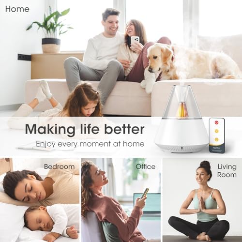 Ultrasonic Essential Oil Diffuser, 150ML Modern Aromatherapy Diffuser with Candle Light, 2 Mist Mode, Remote Control, Auto-Off, Small Cool Mist Humidifier for Home Bedroom Office Yoga, White - Image 5