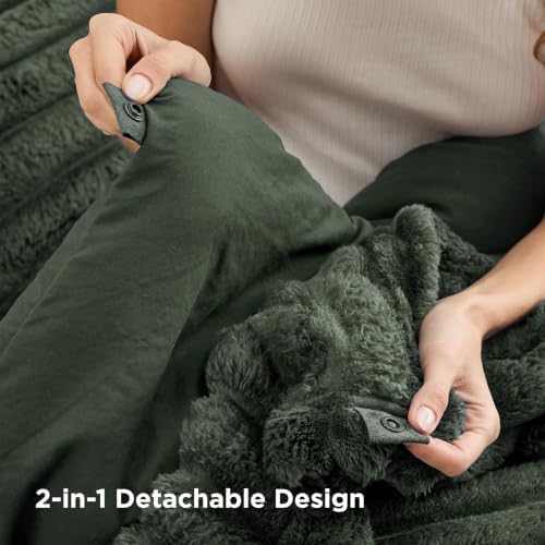 Bedsure Gentlesoft™ 2-in-1 King Size Comforter Set and Detachable Fluffy Blanket, Olive Green Bedding Set for All Season Use, Detachable Design for Space Saving(Includes 2 Pillow Shams,2 Pillowcases) - Image 5