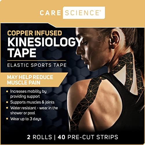 Care Science Copper Infused Kinesiology Tape, 40 Precut Strips, 2 Rolls - Image 3