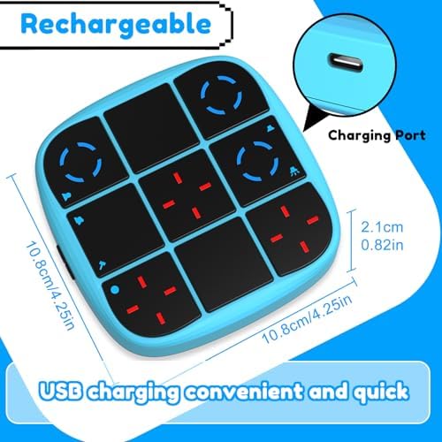 KOQQQ Rechargeable Tic-Tac-Toe Bolt Game, Upgraded 4-in-1 Handheld Puzzle Console, Electronic Educational Memory Game, Portable Travel Car Ride Board Games for Kids Adults (Blue) - Image 3