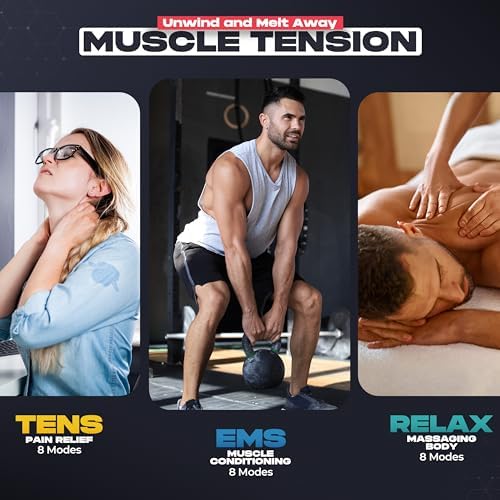 NEOCARBON TENS Unit Muscle Stimulator, Pulse Massager Machine, Red - Image 3