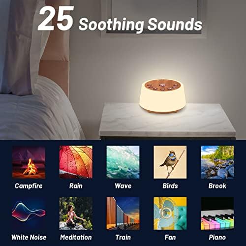 Color Noise Sound Machines with 10 Colors Night Light 25 Soothing Sounds and Sleep White Noise Machine 32 Volume Levels 5 Timers Adjustable Brightness Memory Function for Adult Kid Baby - Image 2