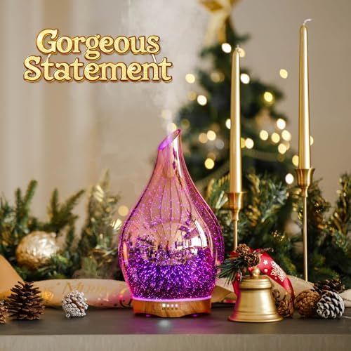 Porseme Essential Oil Diffuser 280ml Handmade Glass Diffuser 7H Runtime - Image 4