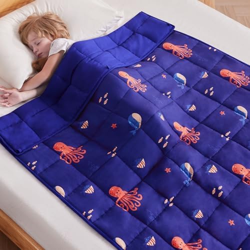 anfie Weighted Blanket (36"x48" 5lbs) Weighted Blanket Cooling Blanket for Resting,Throw Size Breathable Blanket with Premium Glass Bead(Blue Ocean) by anfie