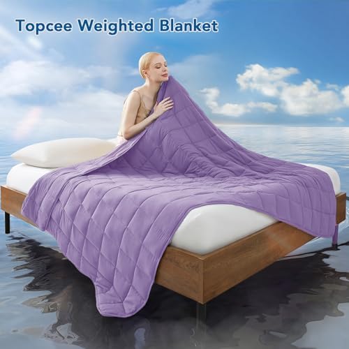 Topcee Weighted Blanket for Adults (15 lbs, 48" x 72") Twin Size Soft Cooling Heavy Blanket Sleeping, Apply to 130-160 lbs Body, Thick Breathable Blanket with Glass Bead, Easy Care - Image 2