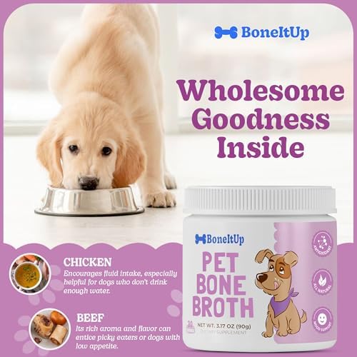 BoneItUp Dog Bone Broth Powder - Made with Real Beef & Chicken, Nutritious & Hydrating Dog Bone Broth Topper for Picky Eaters - Healthy Joints, Coat, Digestion Support (30 Servings) - Image 2