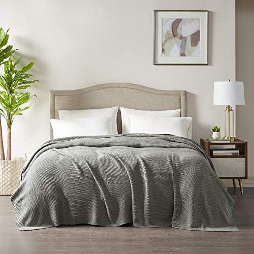 INK+IVY Bree Knit Throw Blanket for Bed, Sofa, and Couch, Lightweight, Breathable, Soft & Cozy Summer Blanket, King (108 in x 90 in), Charcoal - Image 2