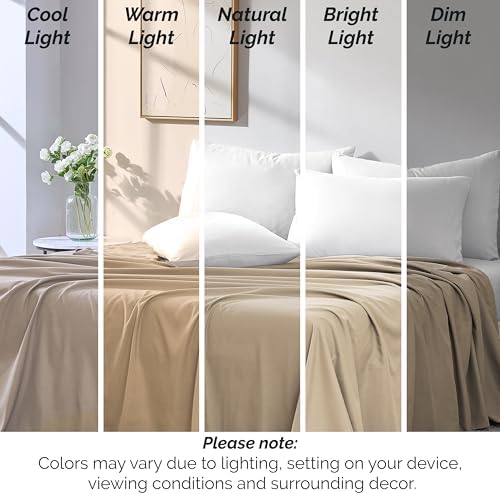 2-Pack Twin Flat Sheets Only 66x96 Microfiber Twin Size Top Sheet Taupe - Image 6