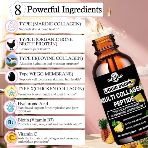Liquid Collagen for Women Men,Multi Hydrolyzed Peptides Collagen Supplement - Image 2