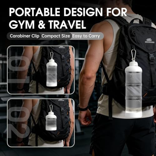 BYLWORKOUT 3-Layer Protein Powder Container with Funnel and Keychain - Image 4