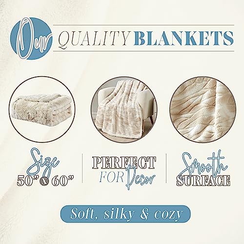 Elegant Comfort Luxury Ultra-Plush Velvet Touch Sherpa Fleece Throw Blanket - Alaska Beige - Image 3