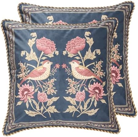 patdrea Designer Velvet Throw Pillow Cover,Set of 2,18"x18"-OldgardenB by patdrea