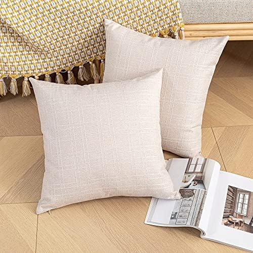Kevin Textile Outdoor Waterproof 24”x24” Pillow Covers 2 Pack, Light Beige - Image 4