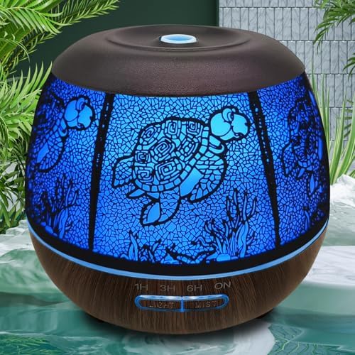 500ml Metal Turtle Essential Oil Diffuser, Cute Hollowed-Out Humidifier by Elcxsla