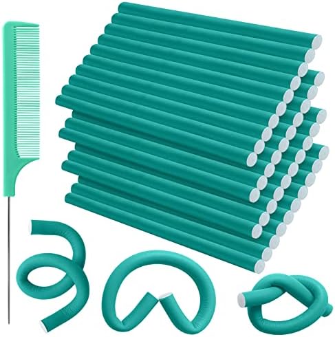 40PCS Flexible Curling Rods Set - No Heat Hair Rollers for Short & Long Hair, Twist Foam Rollers with Comb (Colors Random) by Rainmae