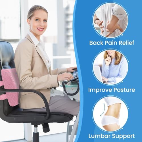 Lumbar Support Pillow for Office Chair, Back Support, Memory Foam, Pink - Image 4
