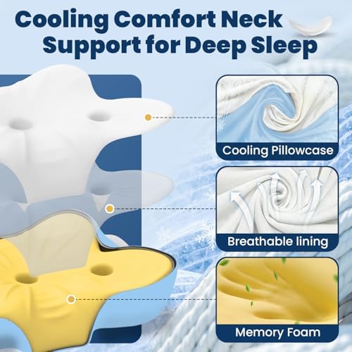 Cervical Neck Pillow, Side Sleeper Pillow for Adults, Neck Pillow for Neck and Shoulder, Orthopedic Contour Memory Foam Pillows for Side Back & Stomach Sleepers with Cooling Pillowcase - Image 2