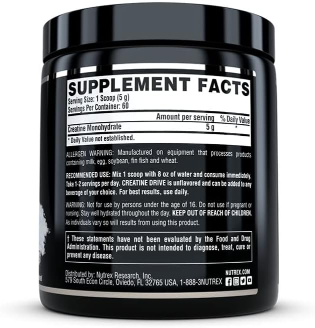 Nutrex Research Creatine Monohydrate Powder 60 Servings | Unflavored 5G Micronized Creatine Powder | Gluten Free - Image 2
