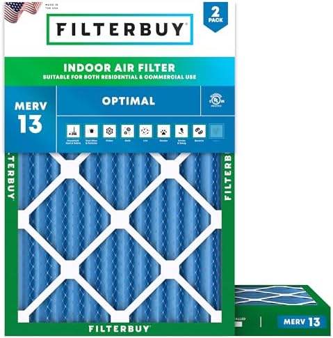 Filterbuy 24x30x2 Air Filter MERV 13 Smoke & Allergy Defense (2-Pack) by Filterbuy