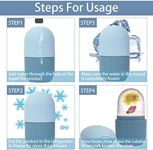 XHJRI Ice Face Roller Massager,Ice Cube Roller for Face, Eyes and Neck Naturally Conditioning and Skin Care,De-Puff Eye Bags,Reduce Migraine Pain,Reusable Massage Silicone Ice Mold (Blue) - Image 6
