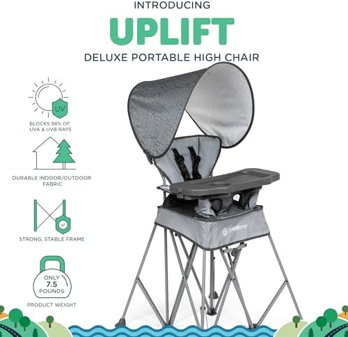 Baby Delight Go with Me Uplift Deluxe Portable High Chair, Elephant Grey - Image 2