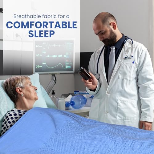 Linteum Textile Hospital Thermal Blanket 66x90 Inch 100% Cotton Breathable Soft and Cozy Open-Cell Weave Design Bed Blanket for Bed, Couch, Sofa Throw for All Season, 2.5 lb, Pack of 12 (Blue, Twin) - Image 5