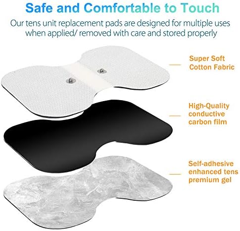 LotFancy TENS Unit Pads 4.3” X 6”, 4Pcs Snap Electrode Pads Large, Butterfly Shape, Reusable, Self-Adhesive - Image 3