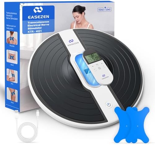 EaseZen EMS Foot Massager for Neuropathy, Rechargeable TENS & EMS Foot Circulation Stimulator for Pain Relief, 10 Modes & 20 Intensities, 2 Body Pads, Relieve Swelling, Cramps, RLS by EaseZen
