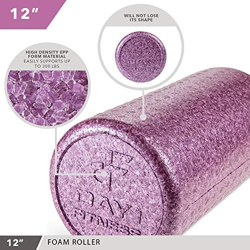 High Density Muscle Foam Rollers by Day 1 Fitness - Sports Massage Rollers for Stretching, Physical Therapy, Deep Tissue, Myofascial Release - Ideal for Exercise and Pain Relief – Solid Purple, 12” - Image 4