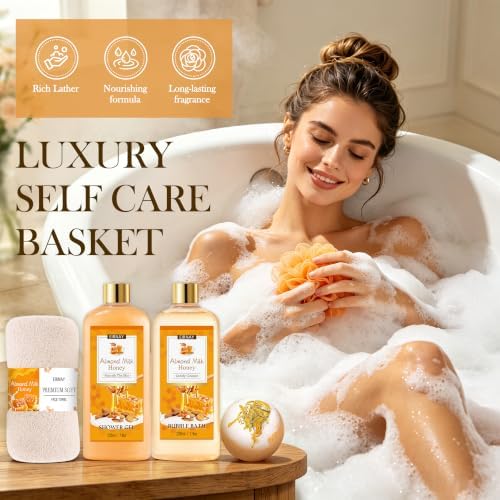 Birthday Gifts for Women, 17 Pc Almond Milk & Honey Spa Gifts for Women - Image 3
