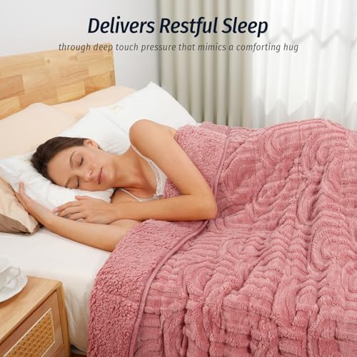 Wemore Soft Weighted Blanket for Adults 60" x 80" 15 lbs Queen Apricot Pink - Image 2