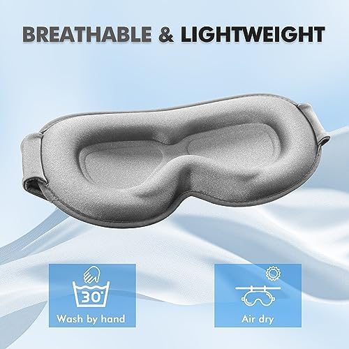 Sleep Mask for Men and Women, 3D Blackout Eye Mask for Side Sleepers, Grey - Image 6
