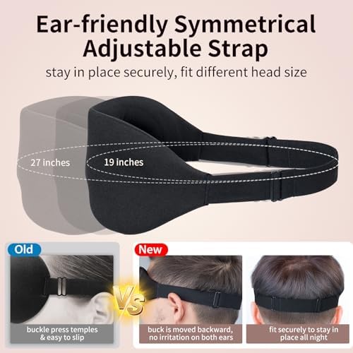 NEWVANGA Sleep Mask for Back and Side Sleeper, Travel Eye Cover, Black - Image 4