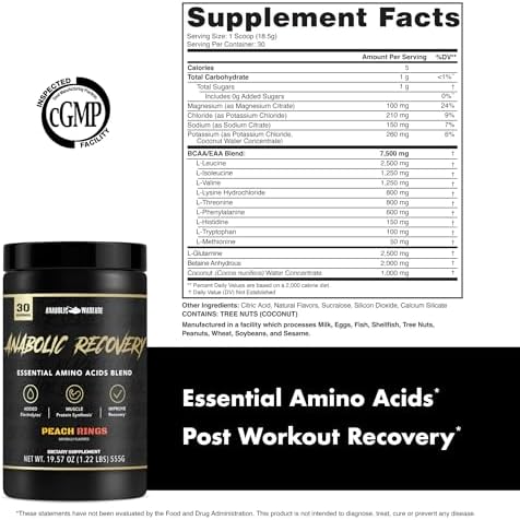 Anabolic Recovery, Essential Amino Acids, Post Workout Recovery, Premium Hydration, Build Muscle* (Peach Rings, 30 Servings) - Image 5