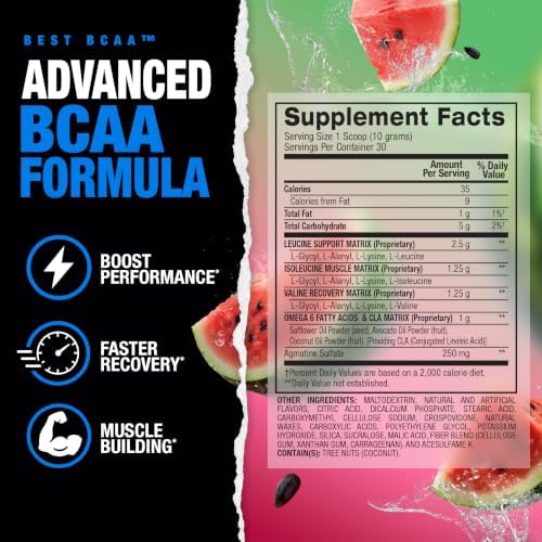 BPI Sports Best BCAA Powder – Hydration, Watermelon Ice, 30 Servings - Image 2