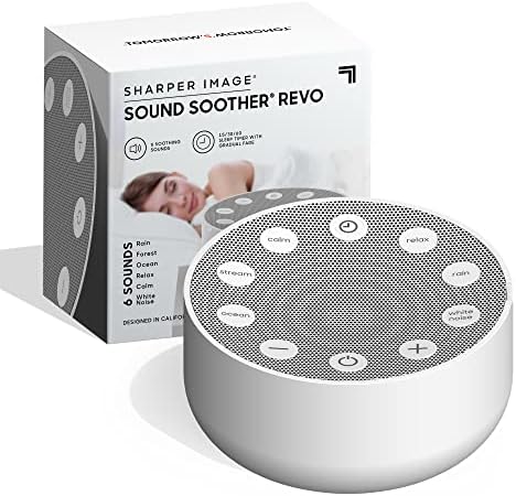 Sharper Image White Noise Sound Machine, Sleep Sounds to Support Restful Sleep, Meditation & Relaxation Naps, 6 Soothing Nature Soundscapes for Baby, Kids & Adults, Portable for Home & Travel by SHARPERIMAGE
