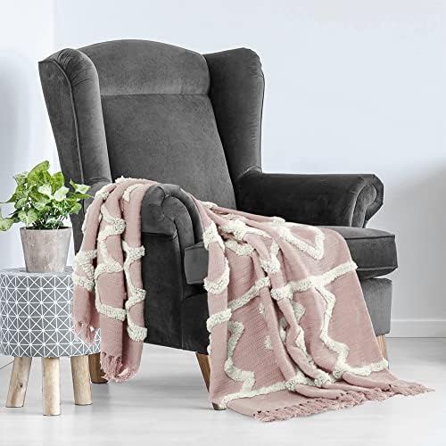 Americanflat 50x60 Throw Blanket - Soft and Breathable Cotton Throw Blanket for Couch, Bed, Chair - Decorative Blankets Perfect for Home, Office, or Outdoor Use - Pink Tufted Design - Image 2
