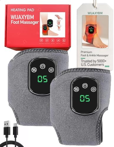 Foot Massager with 5 Heat Levels, Electric Heated Triple Vibration Feet & Ankle Massager for Pain Relief, Portable Heating Foot Massage for Mom & Dad, Valentine’s Day Gift 2026(Grey) by Unknown