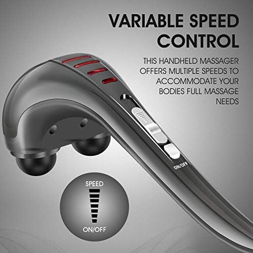 HANGSUN Handheld Back Massager for Pain Relief, Electric Double Head Percussion for Neck, Shoulder, Leg, Foot, Body Muscle Relaxation, Deep Tissue Massager MG460, Corded, 2.3 lbs, Metallic Gray - Image 3