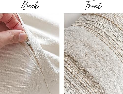 BlissBlush 20X54 Oversized Large Lumbar Pillow Cover for Bed, Rectangular Long Decorative Throw Pillowcase, Cotton Boho Accent Cushion with Tufted Pattern and Tassels, Cream Beige Neutral (Cover Only) - Image 5