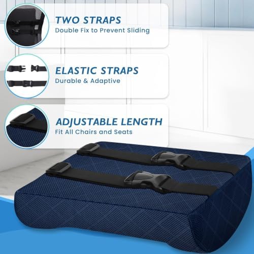 Lumbar Support Pillow for Office Chair, Back Support, Memory Foam, Blue - Image 4