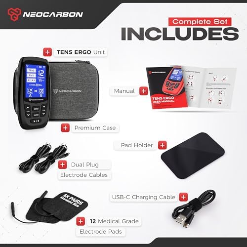 NEOCARBON TENS Unit Muscle Stimulator Ergo Machine for Pain Relief, Black - Image 4