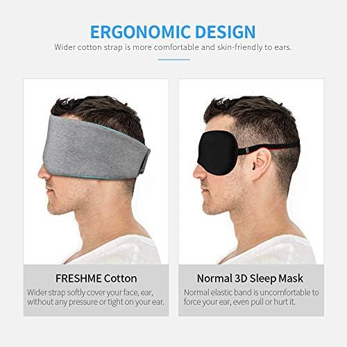 FRESHME Cotton Sleep Eye Mask for Men - Upgrade Design Blackout Side Sleeper Eyes Cover for Night Sleeping, Large Size Wide Soft Travel Airplane Blindfold with Adjustable Velcro Strap for Work Nap - Image 3