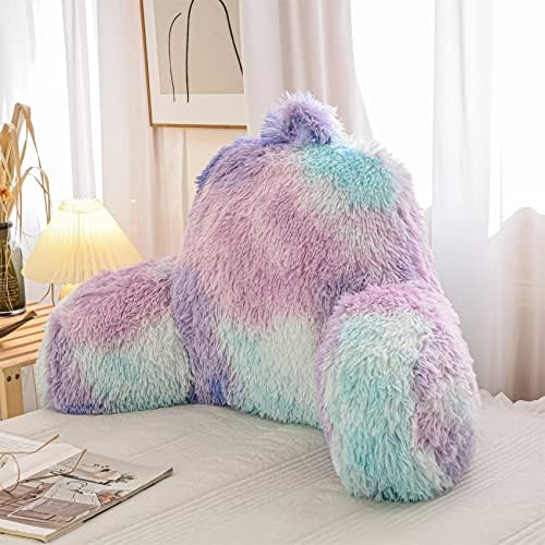 Aimuan Reading Pillow Bed Rest Wedge Large Adult Backrest Pillow with Arms Back Support for Sitting Up in Bed Cushion Incline Rest Sleeping Snoring Pillow, Blue-Purple, Large by AIMUAN