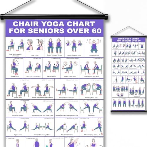 GiftNest Chair Tai Chi & Yoga Workout Chart for Seniors –Chair Yoga Wall Chart – 31 Poses for Seniors & Beginners – Fabric Poster with Hanging Rod & Rope – Durable, Foldable, and Easy to Display in Home or Office – Stretching & Mobility Guide by Unknown